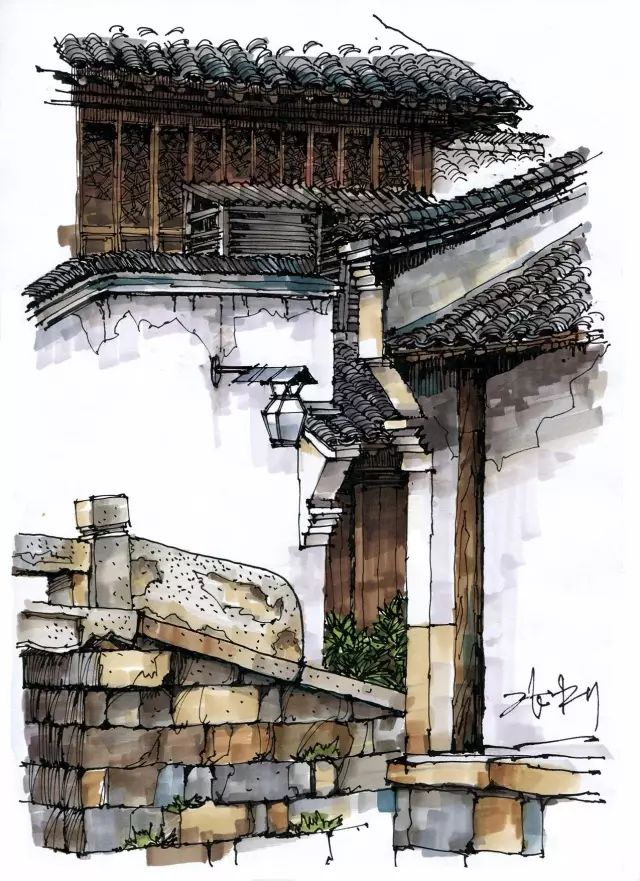 贼漂亮的马克笔手绘作品