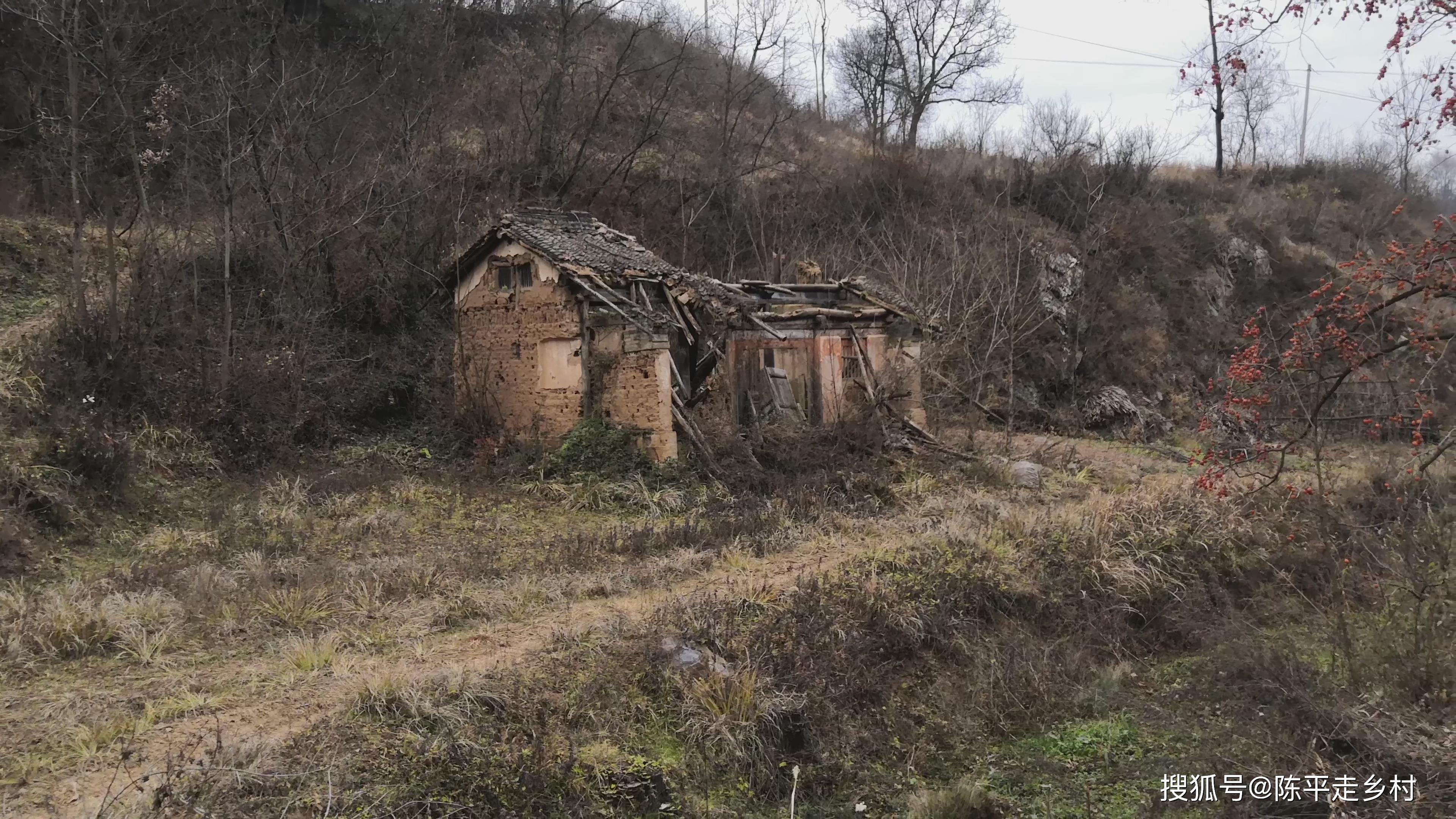 原创陕西洛南县有个山谷里的村落数户人住在山谷谷中建有水泥路