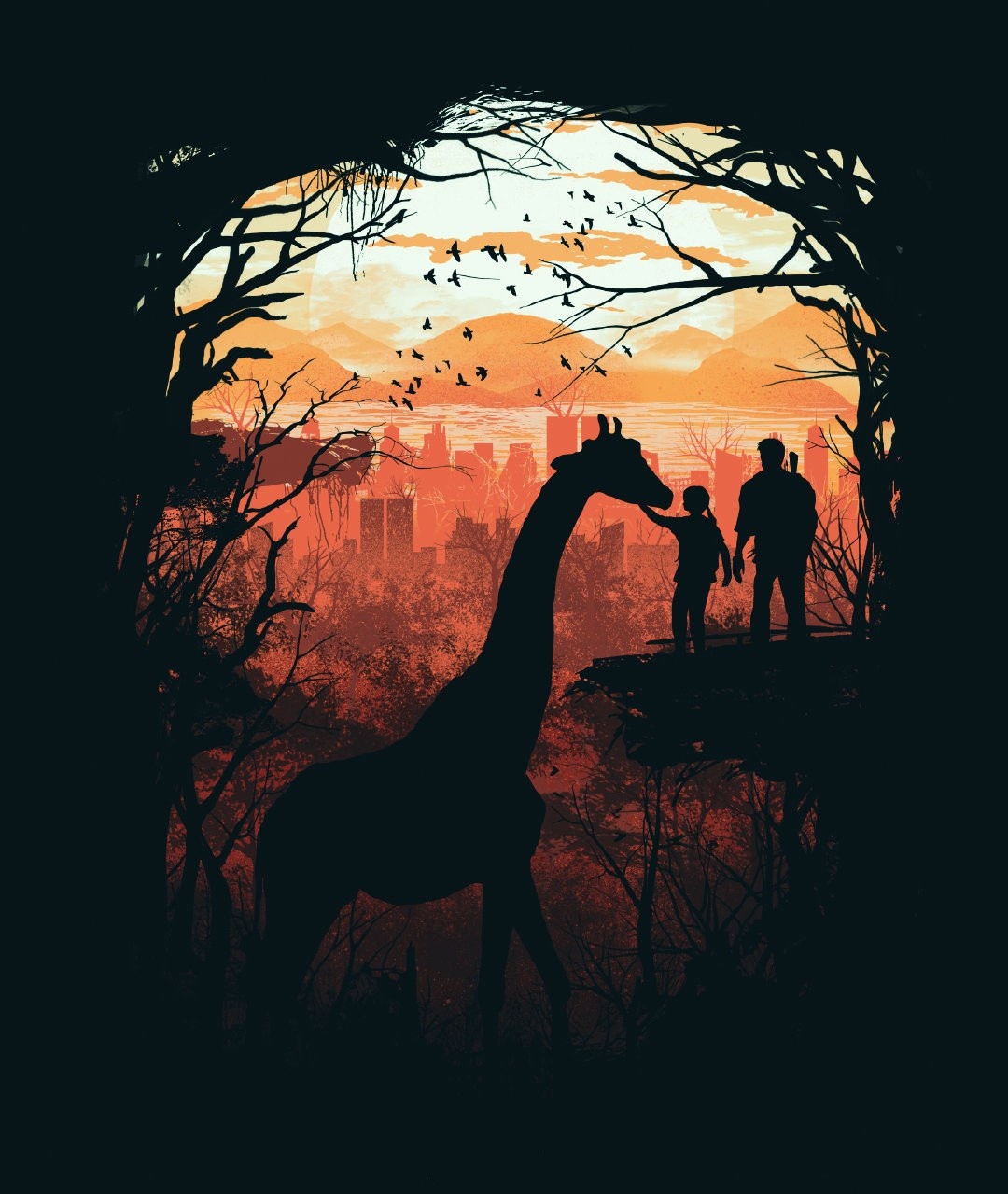 将双重曝光运用到了插画当中配上重叠的元素剪影艺术感十足