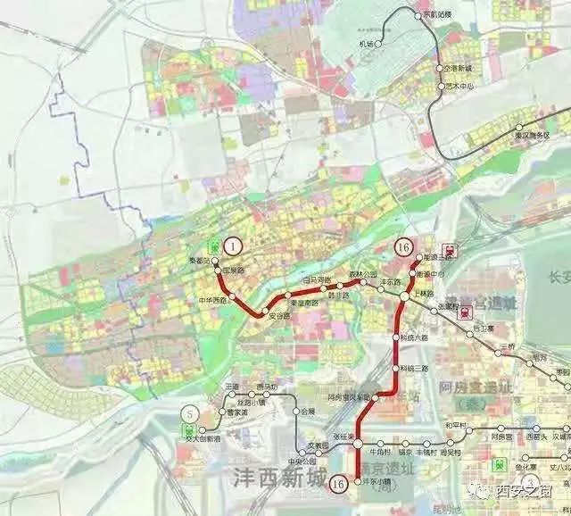 西安地鐵1號線的區段如下所示