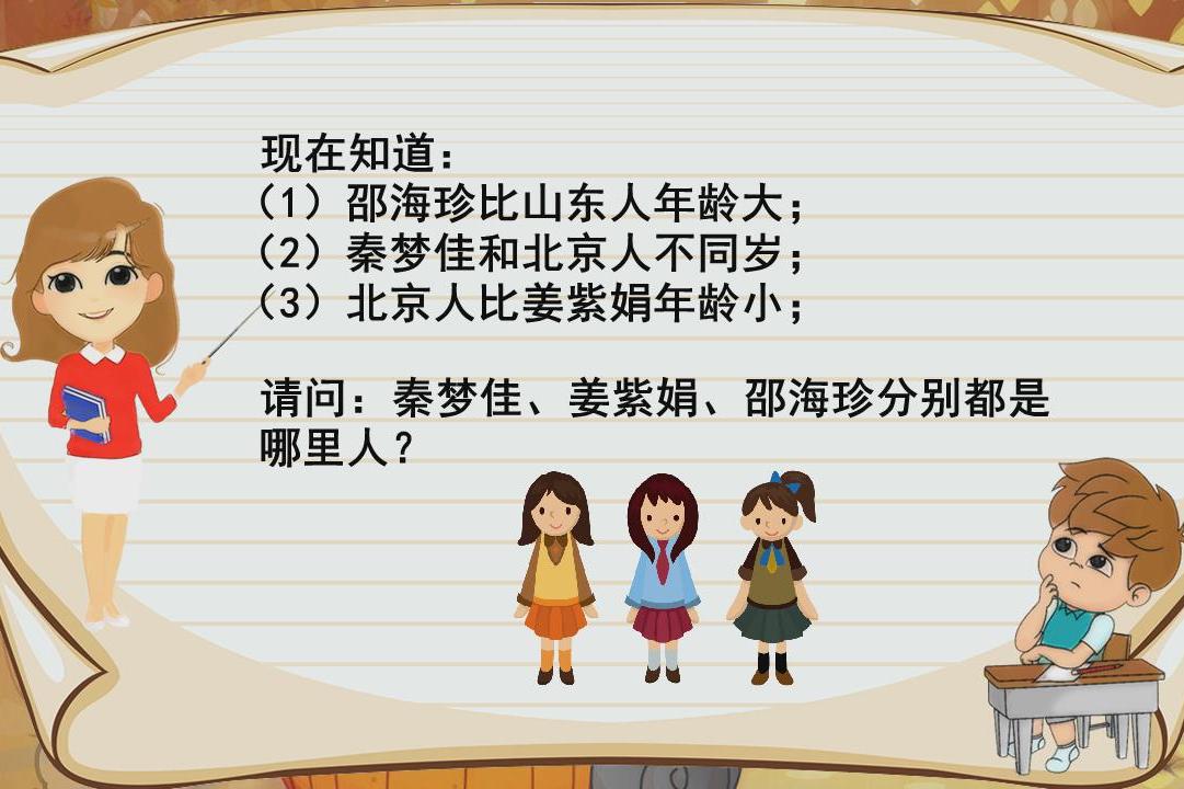 猜一猜秦梦佳姜紫娟和邵海珍三位同学分别是哪里人