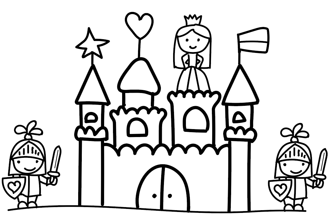 画简笔公主和王子城堡图片
