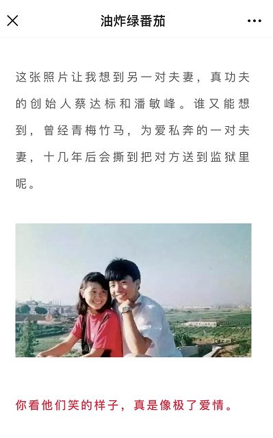 在末尾提了一嘴真功夫的创始人蔡达标和潘敏峰夫妇