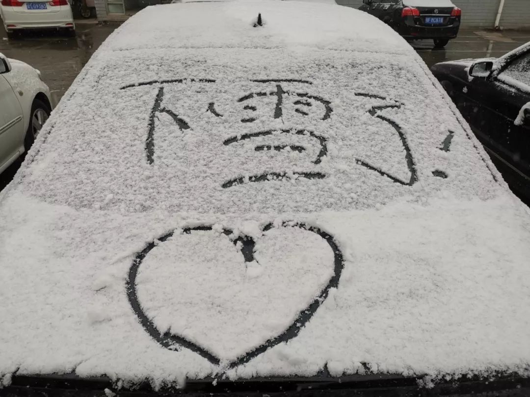 雪越下越大地上的草坪上已经浅浅铺了层雪花都能看到一粒粒的雪子车上