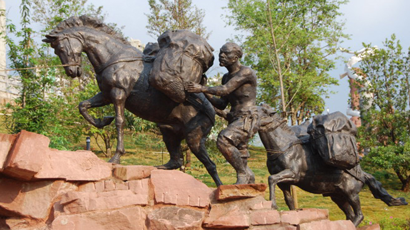 1/ 12 茶马古道雕塑 人物铸铜雕像 马帮铜雕 大型