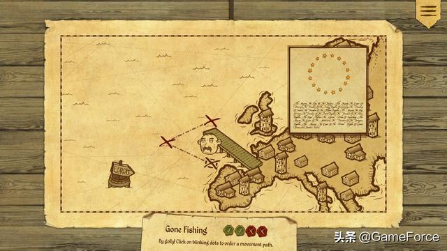 游戏画面采用了略显夸张的羊皮纸漫画风格,无论是世界地图,大小岛屿