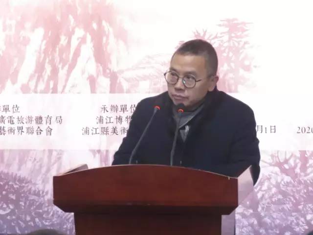 浦江县政协副主席,县美术家协会主席盛丹平讲话朱祖侃先生之子朱希帆