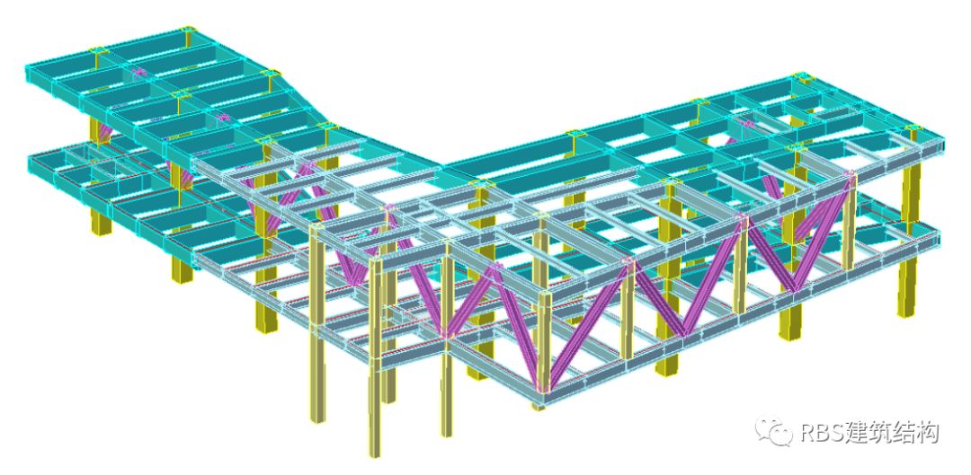 a区悬挑钢桁架示意图西北角主入口为不规则空间结构.