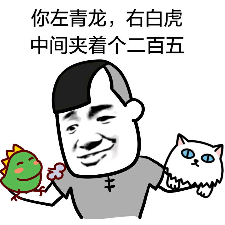你左青龙,右白虎 中间夹了个二百五刚才你叫我?