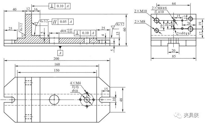 4 夹具体②定向键 为了保证夹具体在机床上的位置正确