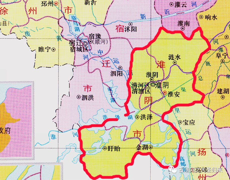 回顾1949年以来淮安市行政区域这样调整珍贵地图