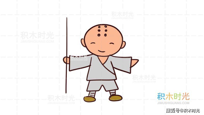 和尚简笔画教程画小和尚简笔画积木时光简笔画