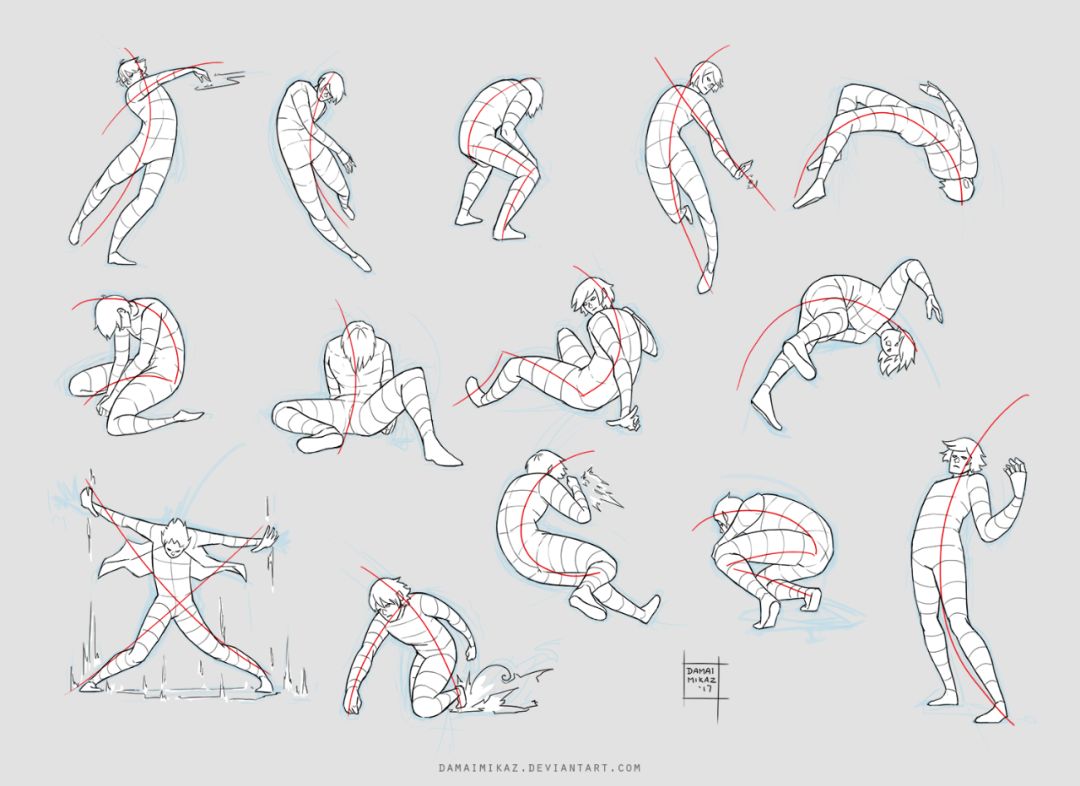 组人体动态来了素材合集二:动态篇来自mandytsune临摹完这组动漫线稿