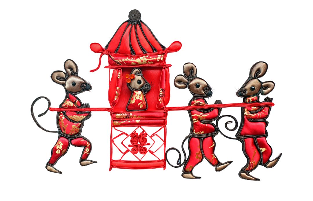 妙趣横生的盘扣画老鼠娶亲太有才了