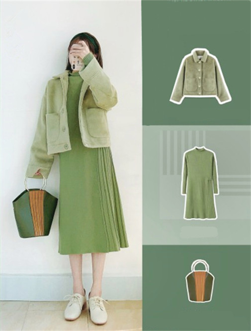 原创清新软萌风,绿色系穿搭,让你一周不重样