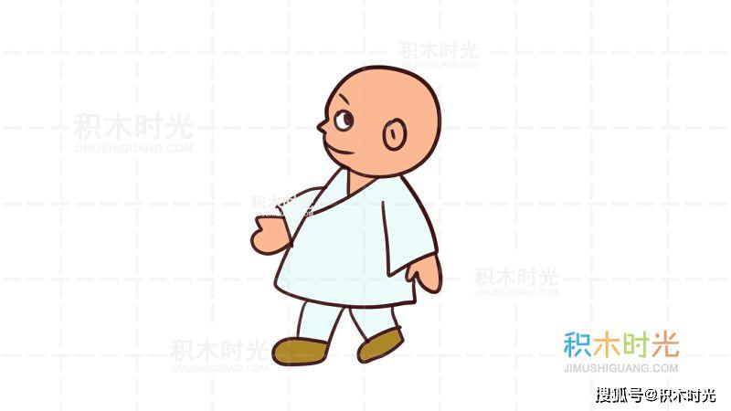 和尚简笔画教程画小和尚简笔画积木时光简笔画