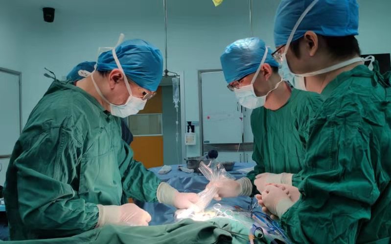 1月9日,王学廉教授,汪鑫副教授,苏明明医生实施手术,在其左侧颈部开个