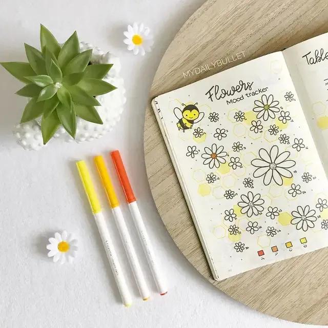16张手账模版没想到小雏菊也能画得这么好看收藏