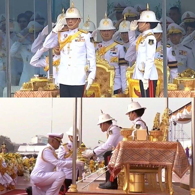 泰国王后穿军装陪同国王亮相太飒!不愧是皇家护卫队出身,真威风