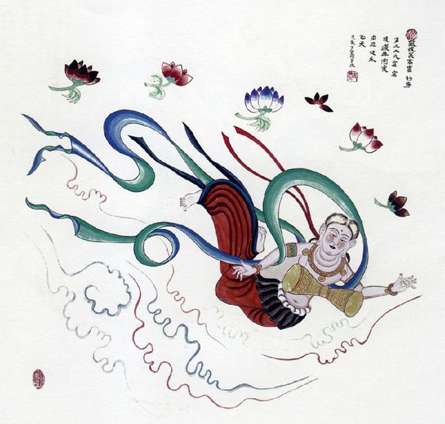 网红博主飞天主题照片火遍全网,让我们一起看看敦煌的精美飞天图_彩云