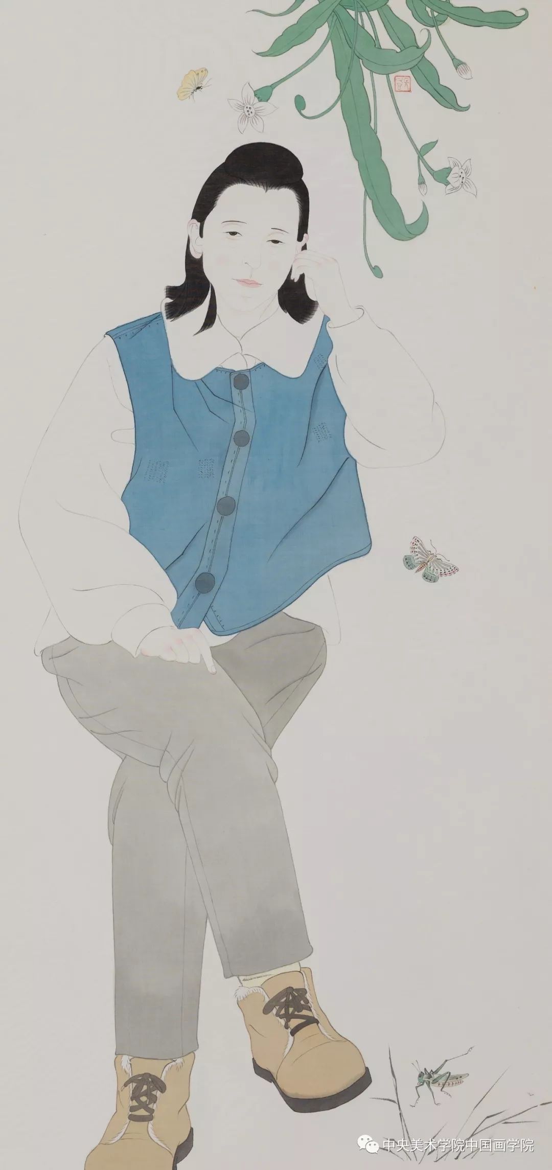 尺寸:102cm×55cm作品名称:《桃竹锦鸡图临摹》指导老师:蔡梦霞作者