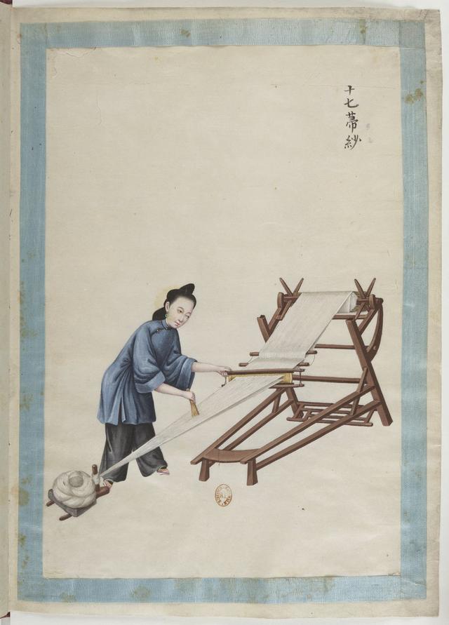 「古董商业画欣赏」古代棉布制成记