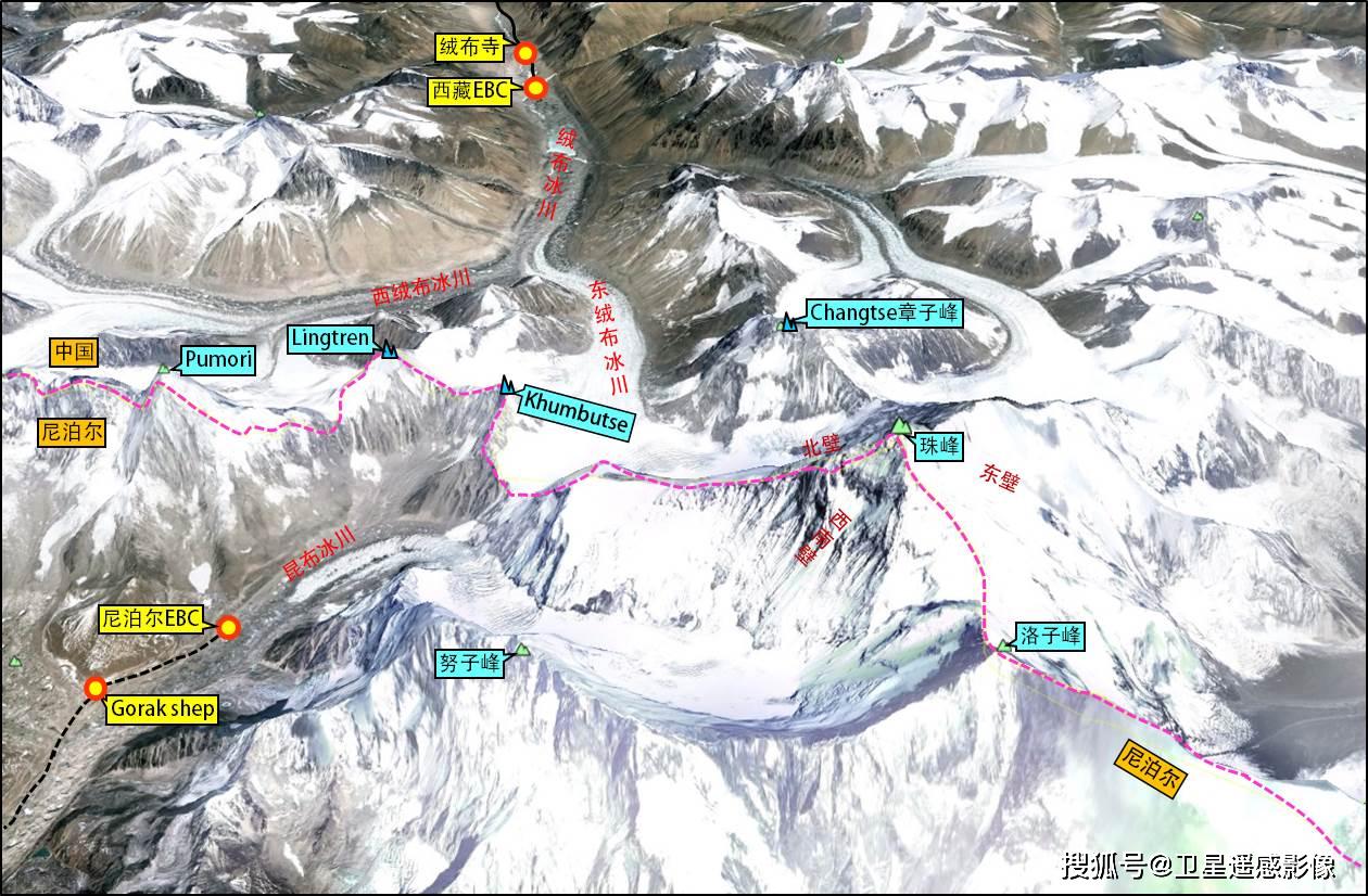 珠穆朗玛峰的地理位置图片
