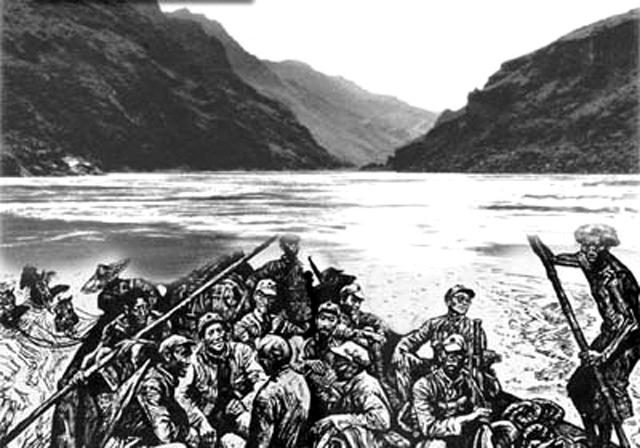 红军渡过风溪河渡口图片