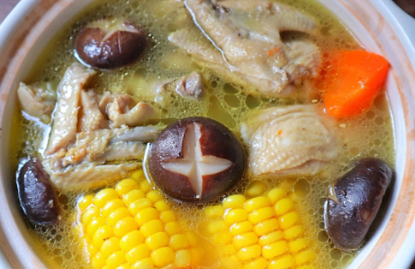 把焯好的鸡和蔬菜加入砂锅里,加水没过食材煮开后转小火炖1小时,临出