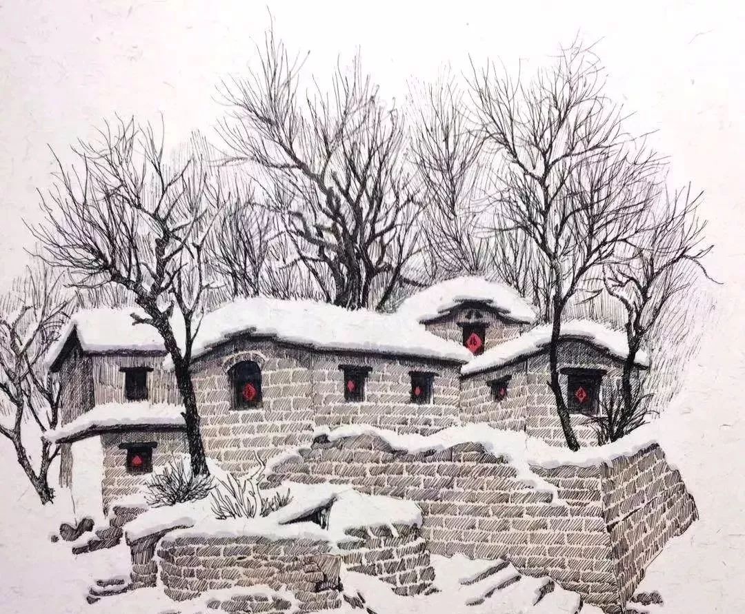 千万别惊讶,这就是钢笔画雪景!