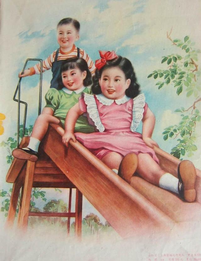 肇芳作品老版儿童题材月份牌年画欣赏