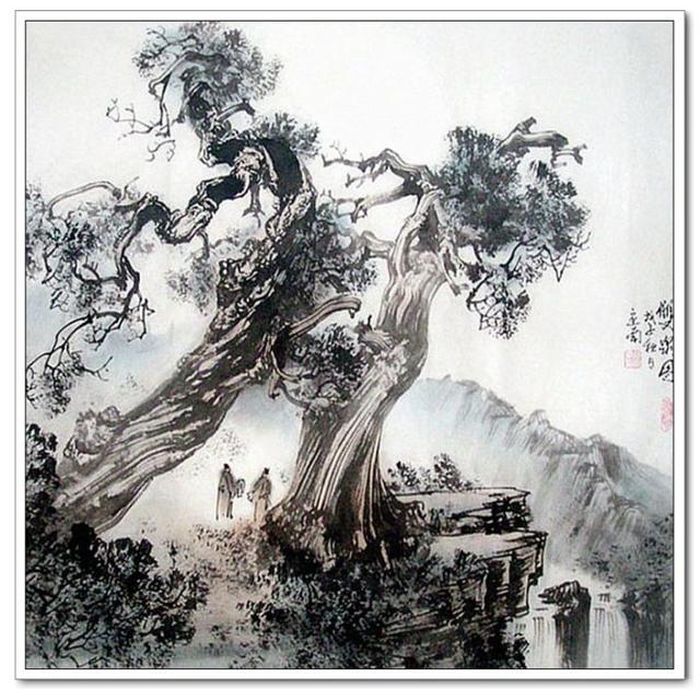 古柏塑魂胡定南山水古柏画