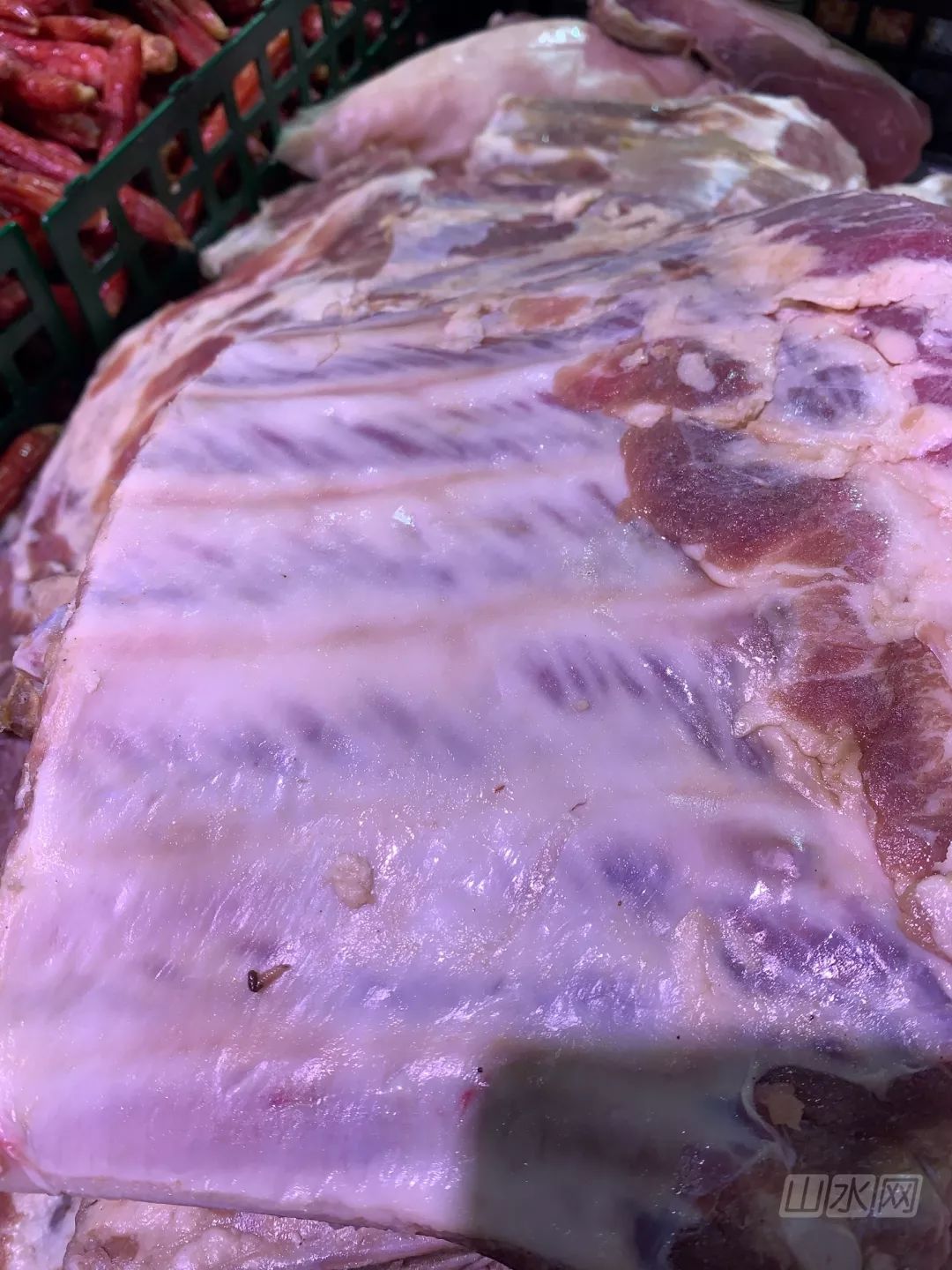 网友曝光老大统华卖的咸排上趴着一只蛆