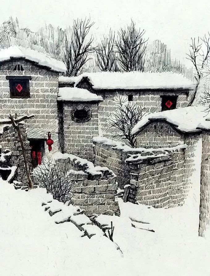 素描雪景图片唯美图片图片