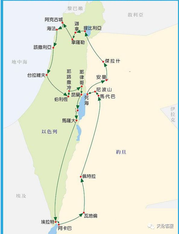 行程地图 推荐理由:1)深度朝圣之旅,耶稣诞生地-伯利恒,耶稣行使