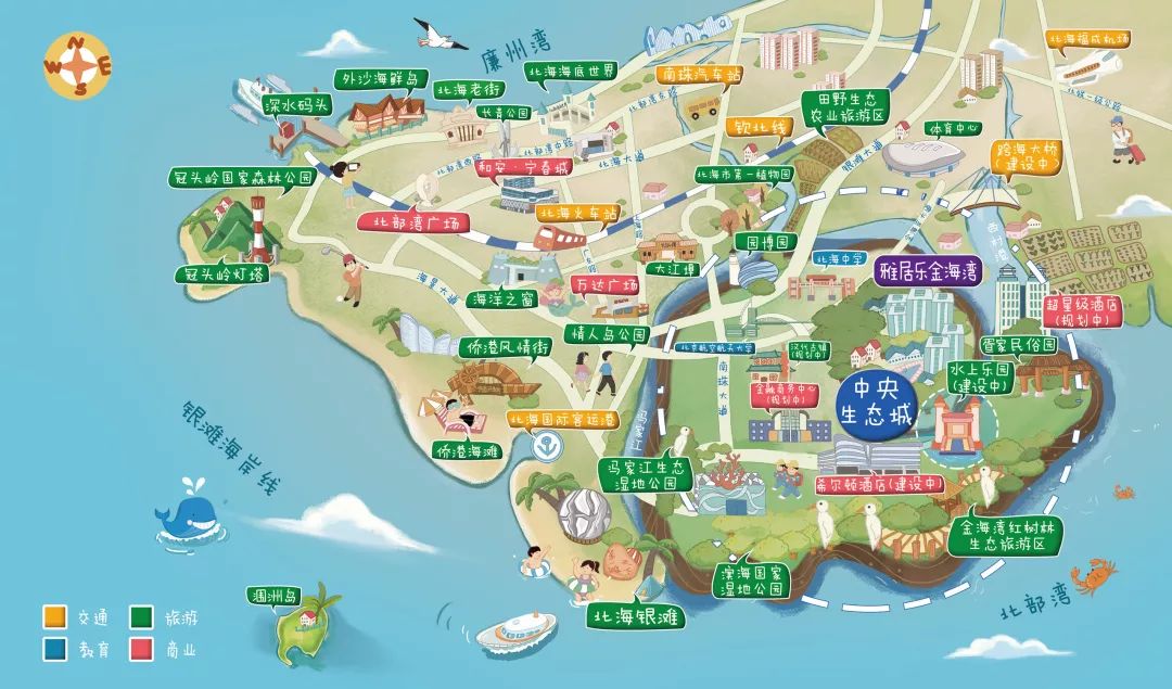 北海旅游景点分布图-遇见不一样的滨海生活邂逅北海推荐指数