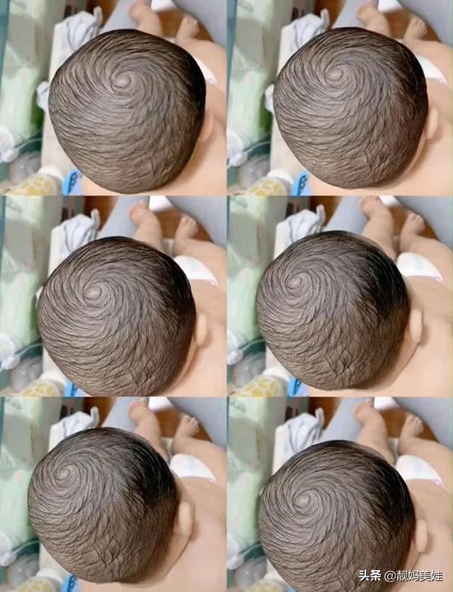 宝宝头顶的"旋"有点大,妈妈看了就头晕,网友:每根头发都带戏