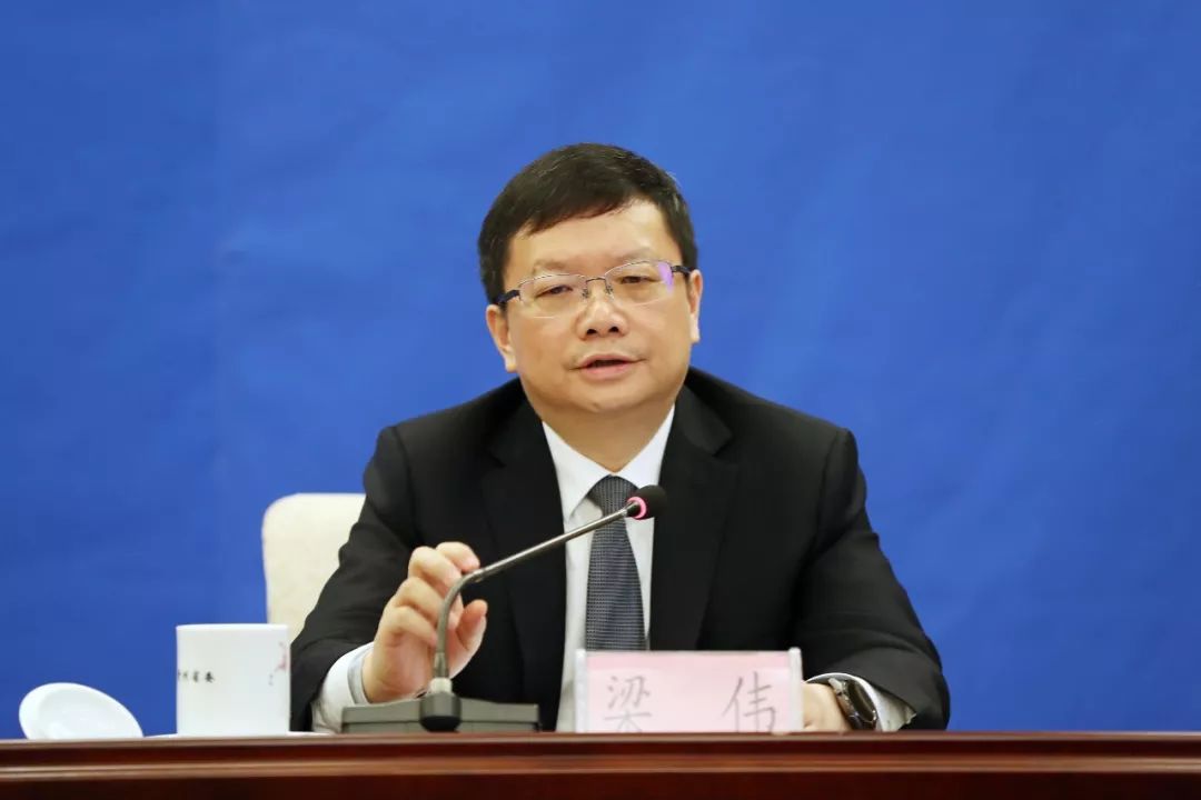图为省纪委常委,省监委委员,省委巡视办主任梁伟通报2019年全省巡视