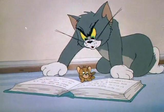 猫和老鼠汤姆再看如何抓老鼠的书结果小老鼠跟他一起看