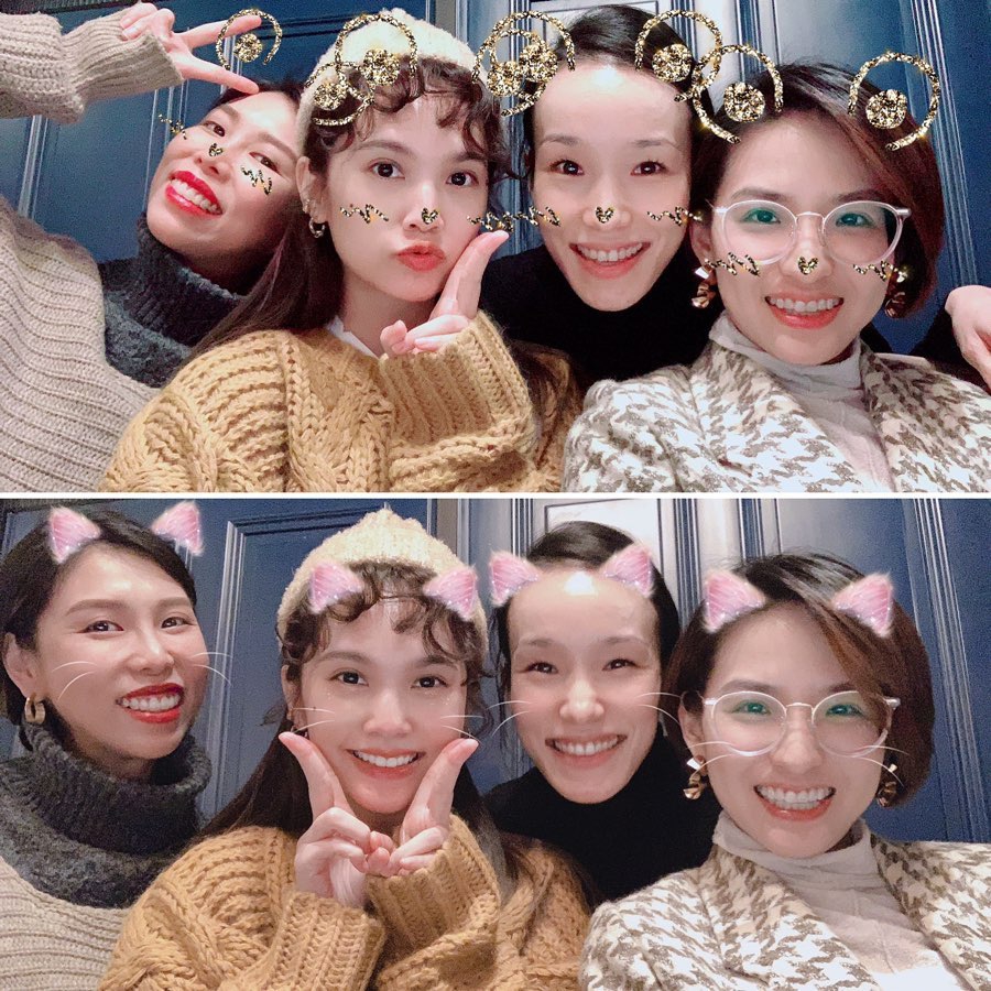 杨丞琳与同学聚会搞怪自拍 画风搞笑秒变表情包