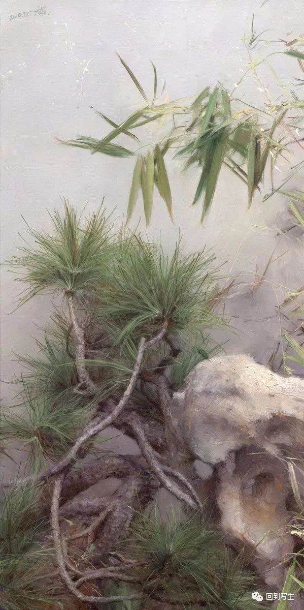 《新竹》201070cm×50cm布面油彩《竹子》——冷军我描绘的就是我们