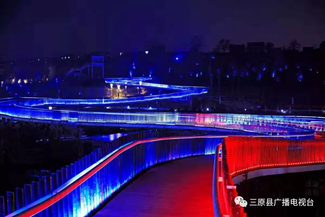 隨手拍拍拍淮海帶你看流光溢彩的三原清河溼地公園夜景