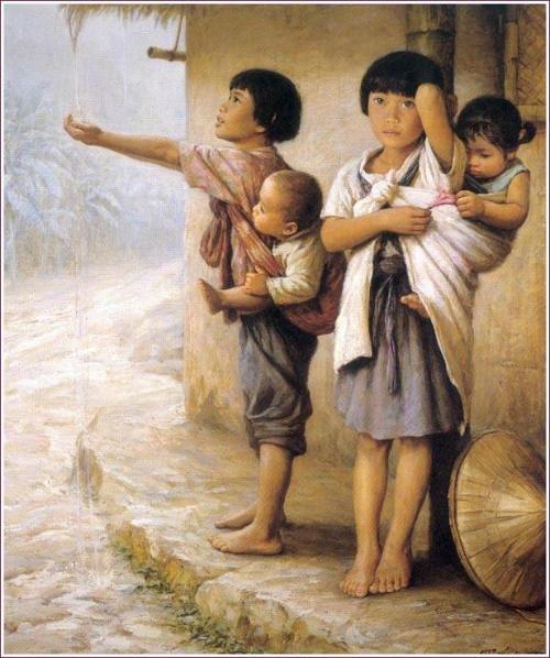 欣赏一组表现七八十年代农村生活的油画作品熟悉的旧日时光