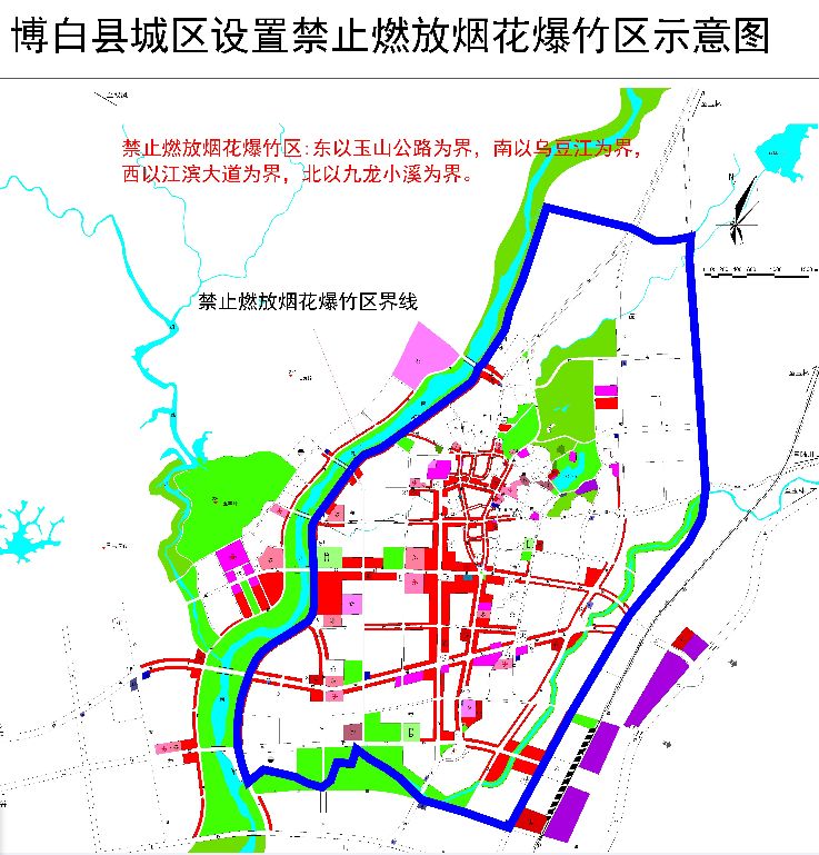 东以玉山公路为界,南以乌豆江为界,西以江滨大道为界,北以规划县城区