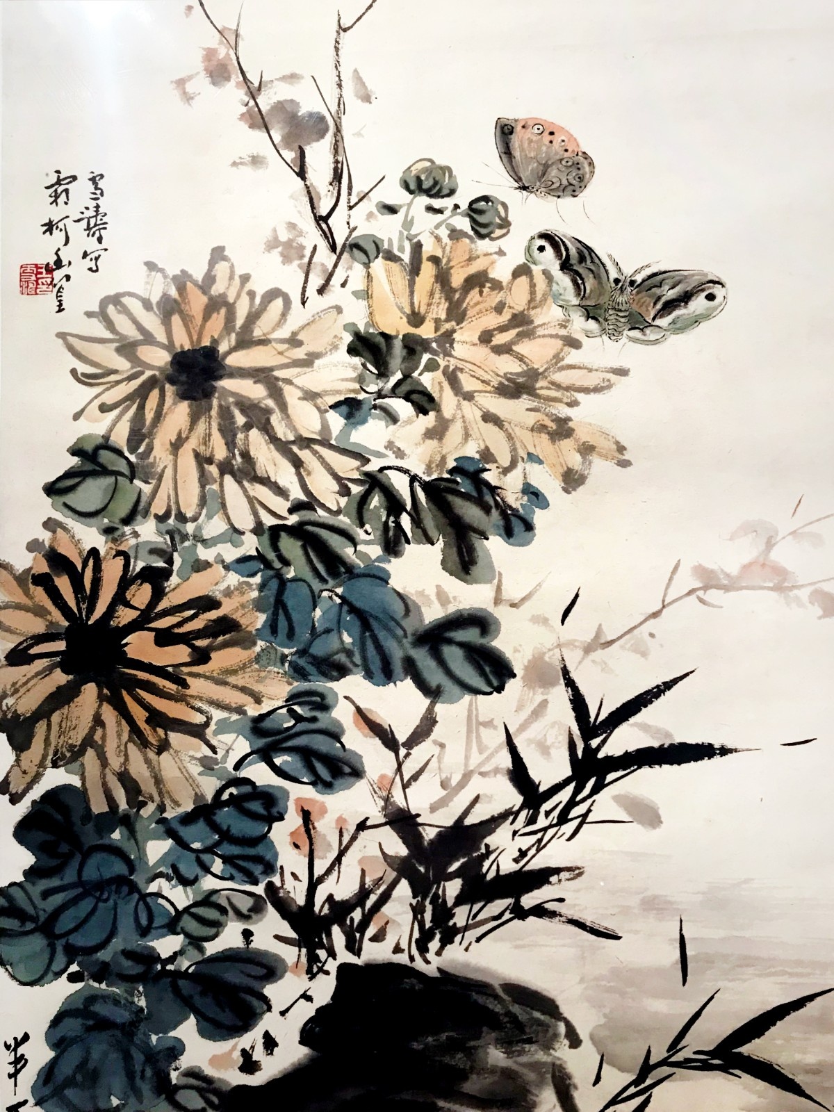 陈半丁,汪慎生,吴镜汀,齐白石,王雪涛,萧谦中合作-秋趣图局部(无年