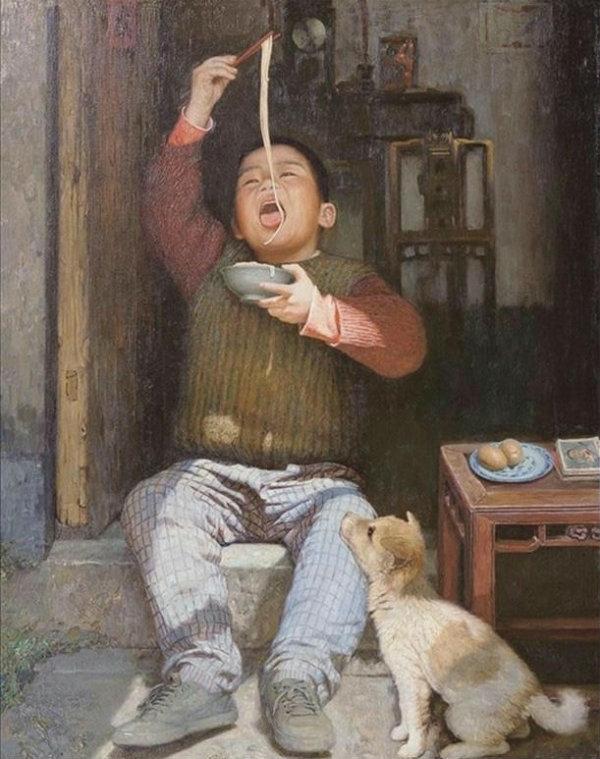 欣赏一组表现七,八十年代农村生活的油画作品(熟悉的旧日时光)