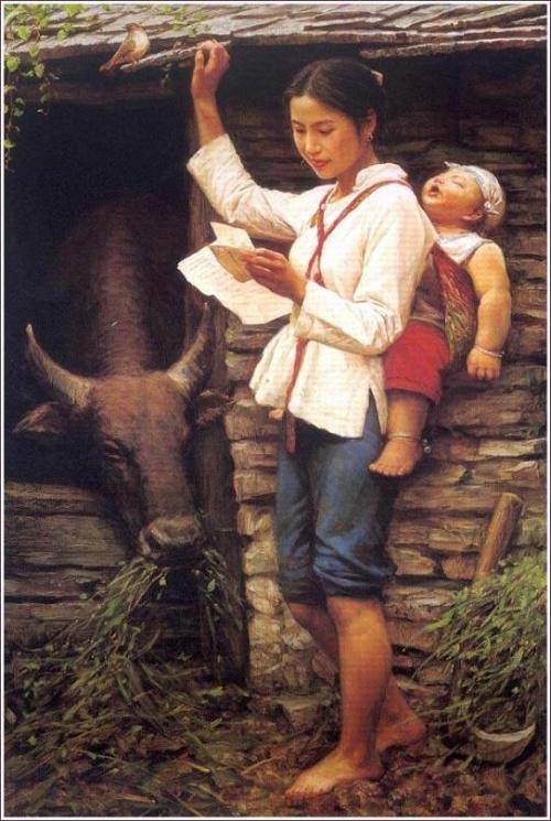 欣赏一组表现七八十年代农村生活的油画作品熟悉的旧日时光