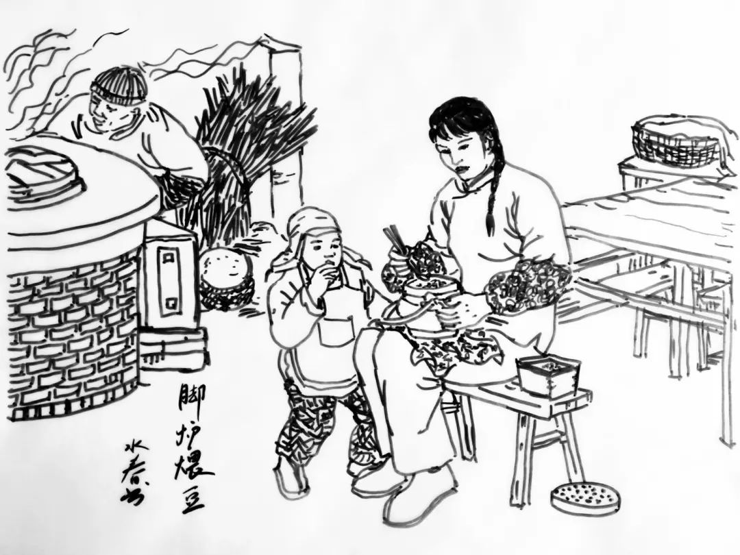 煮好饭的灶膛里,烧剩下来的柴火,树根之类的,用火钳小心地夹到脚炉里