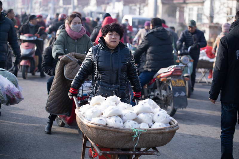 实拍年味十足的山东乡村沙河大集