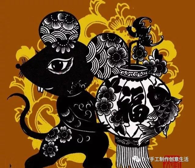 恒洲软装套色剪纸百鼠图祝大家鼠年发财十二生肖剪纸鼠妙不可言